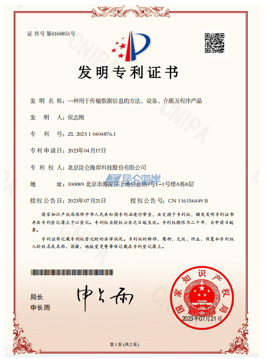 昆仑海岸又双叒获批2项发明专利！